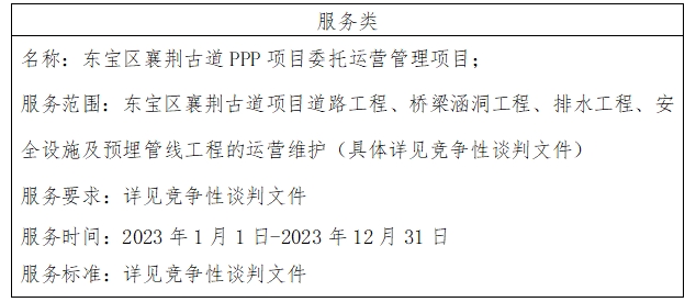 东宝区襄荆古道PPP项目委托运营管理项目成交结果公告